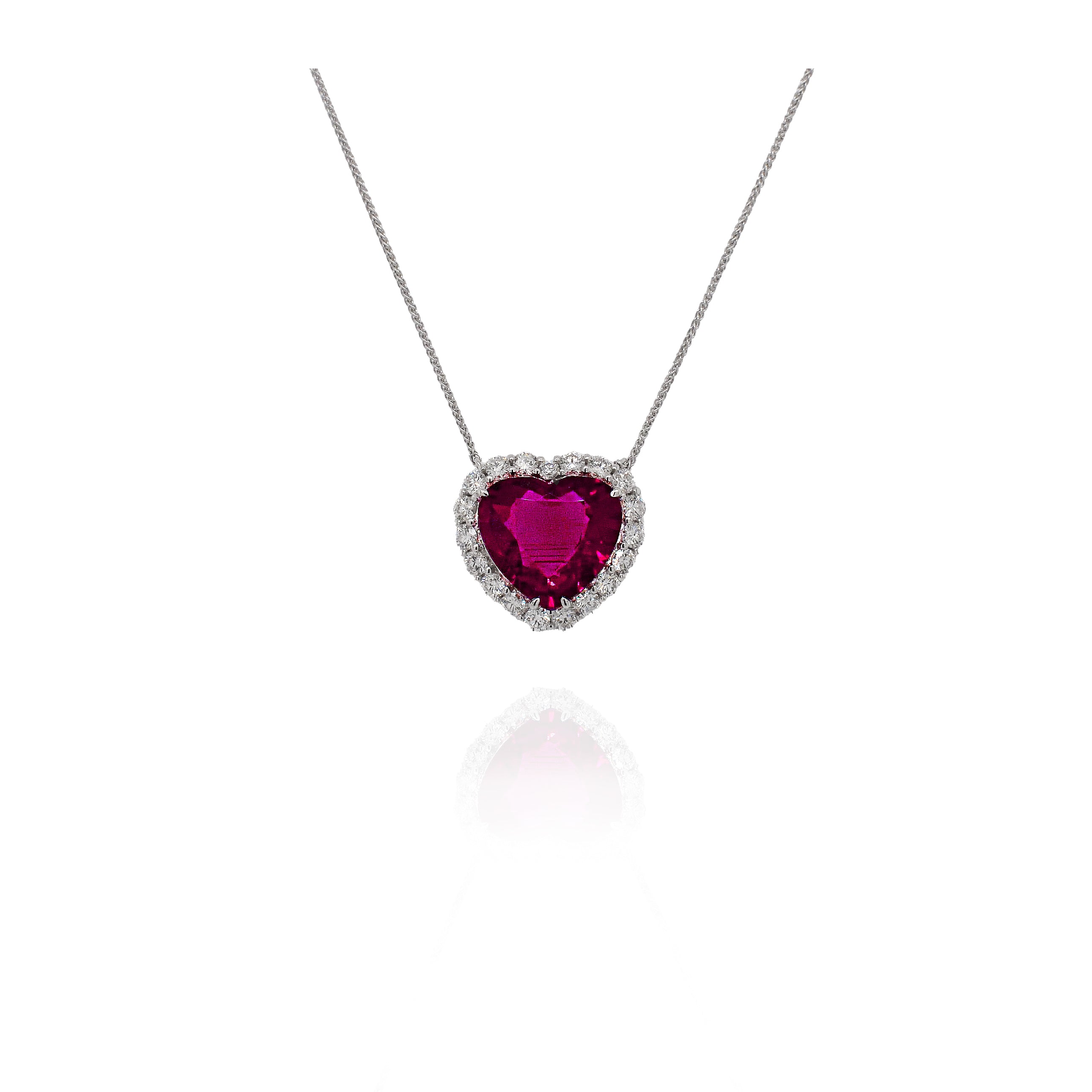 Rubellite Diamond Pendant Necklace