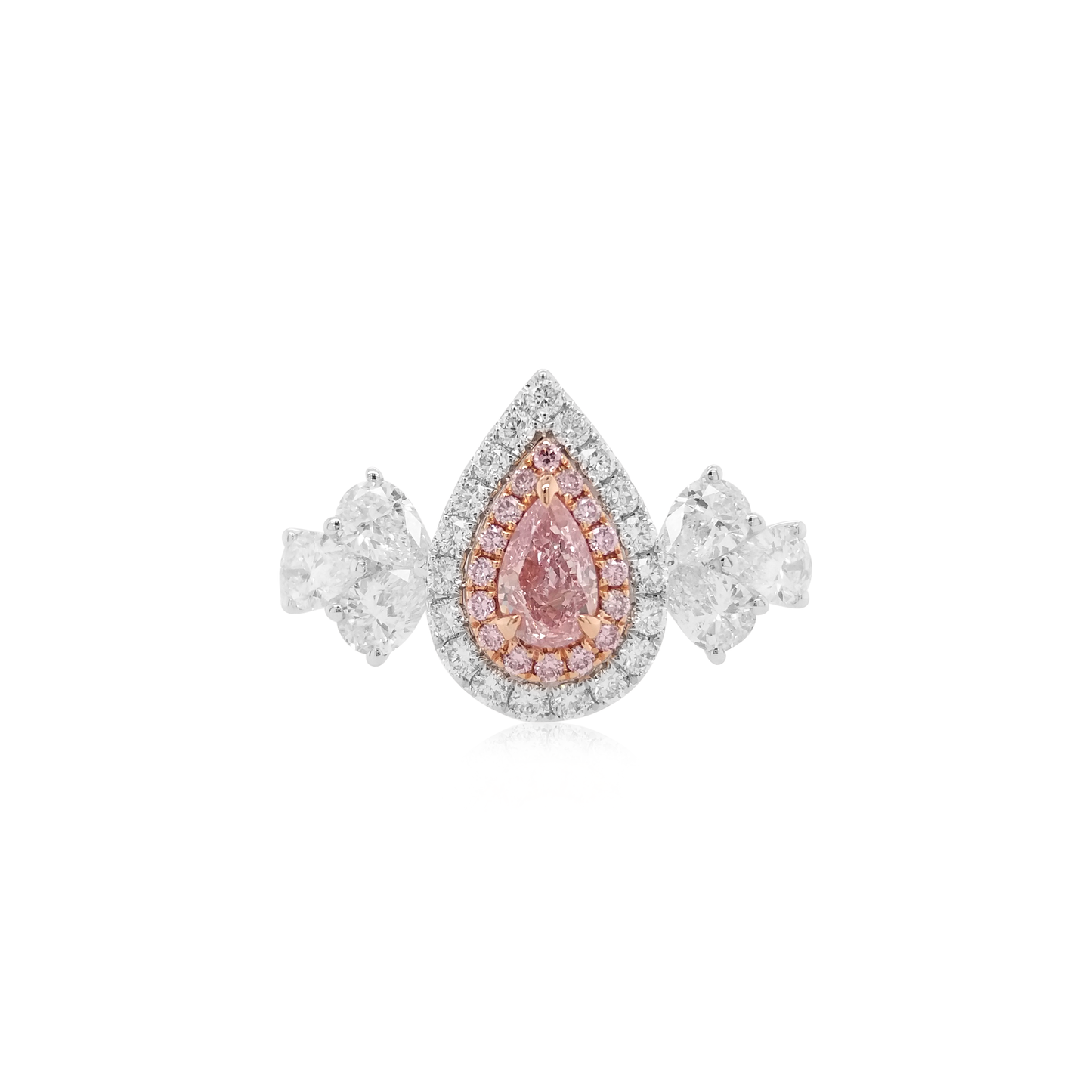 Pear Shape Pink & White Diamond Ring - K.S. Sze & Sons