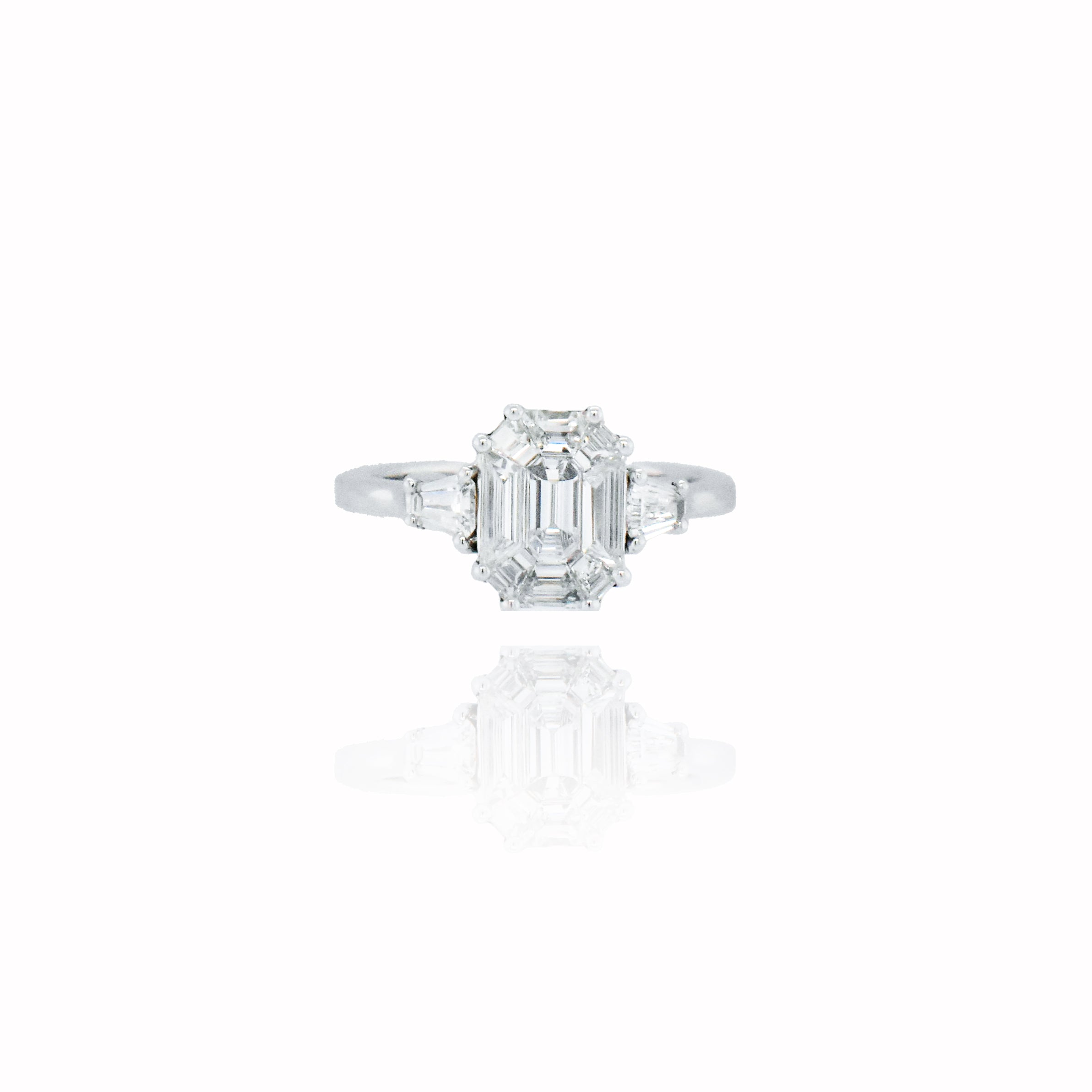 Emerald Cut Shaped Illusion Diamond Ring