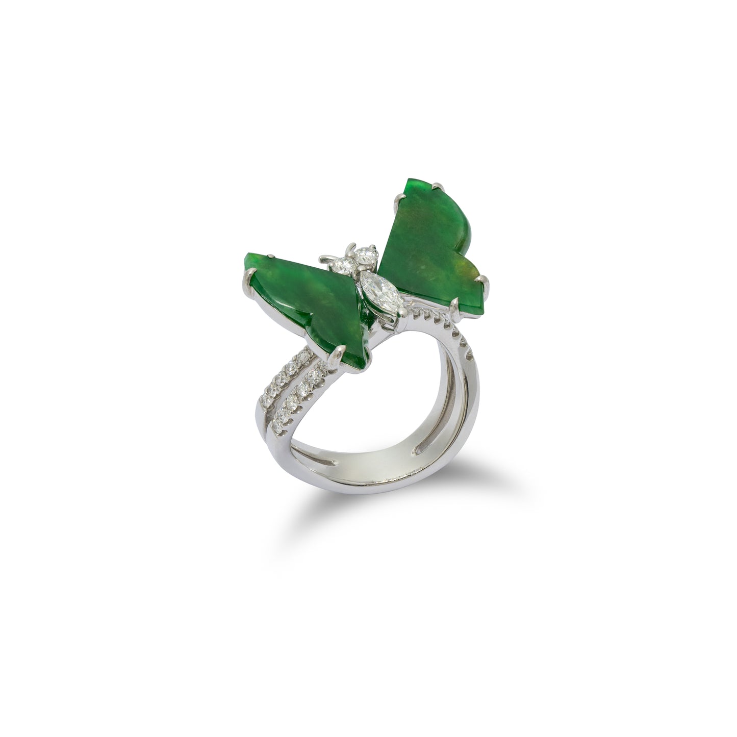 Jade & Diamond Butterfly Ring - K.S. Sze & Sons