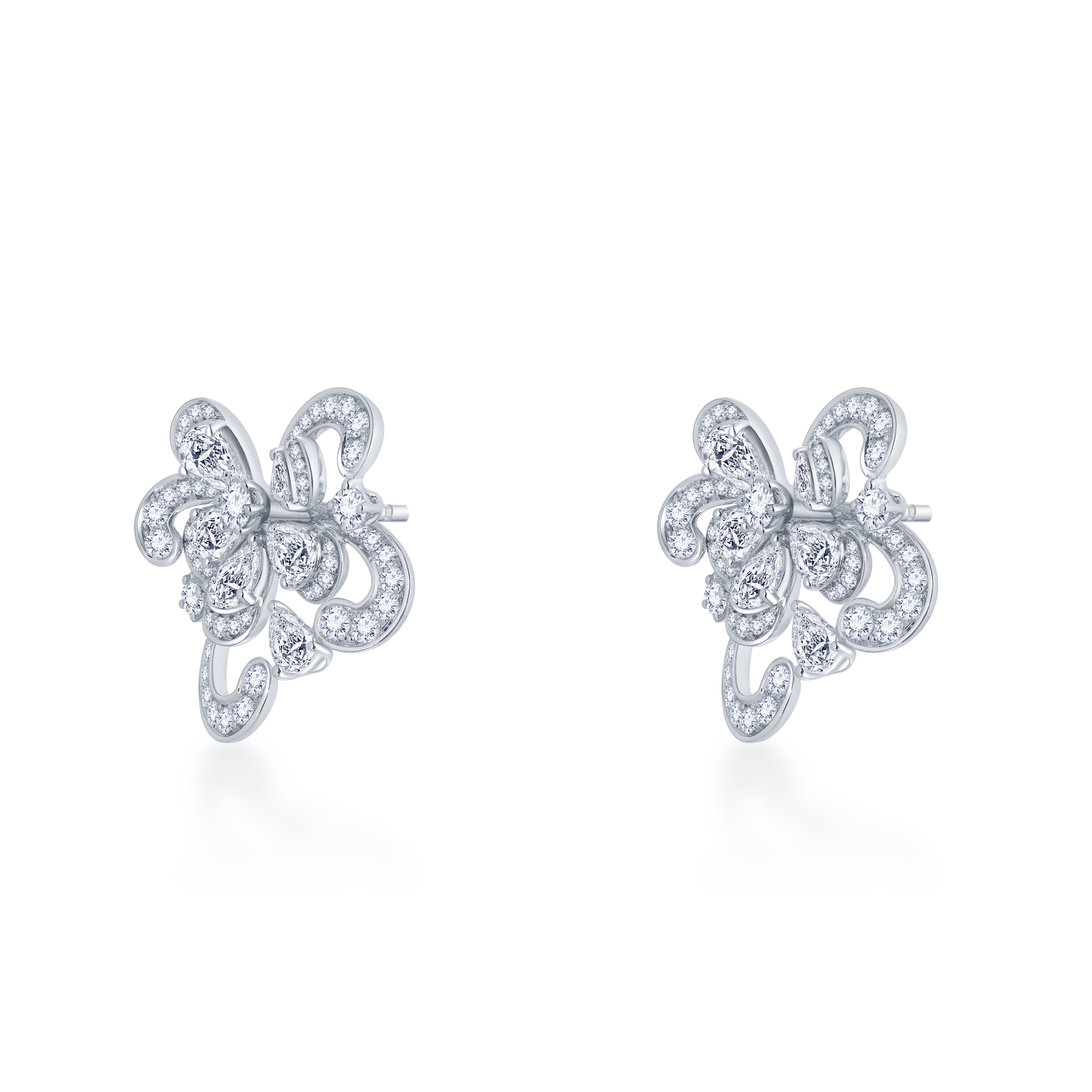White Diamond Floral Earrings - K.S. Sze & Sons
