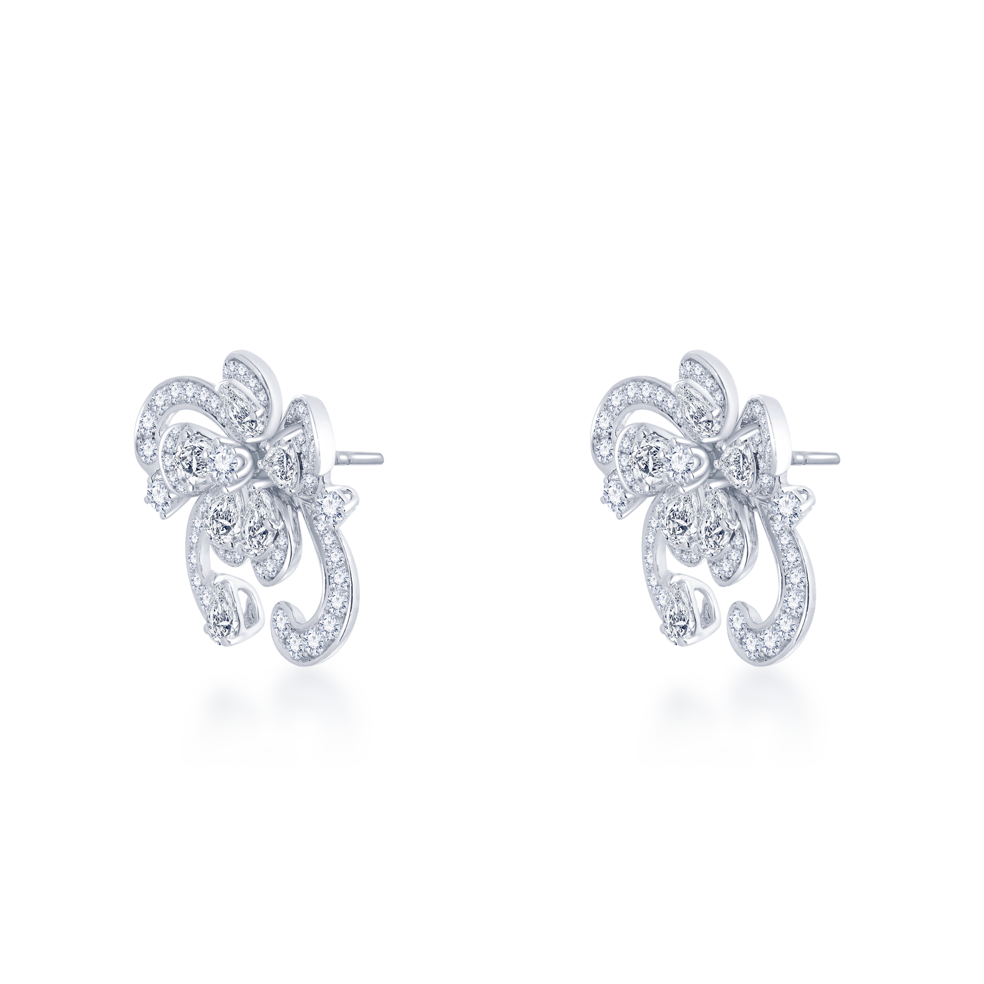 White Diamond Floral Earrings - K.S. Sze & Sons