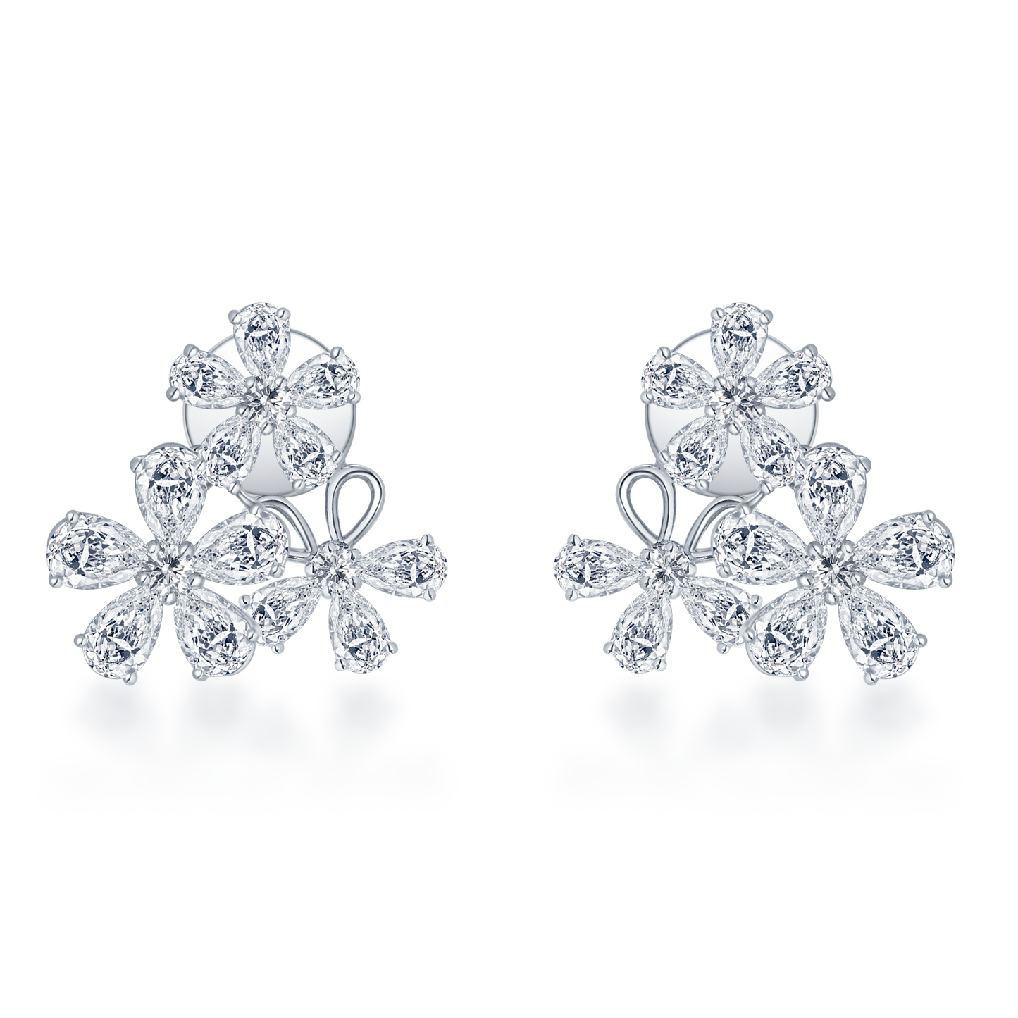 Transformational White Diamond Floral Earrings - K.S. Sze & Sons