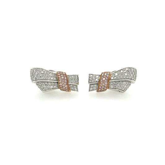 18K White & Pink Diamond Earrings - K.S. Sze & Sons