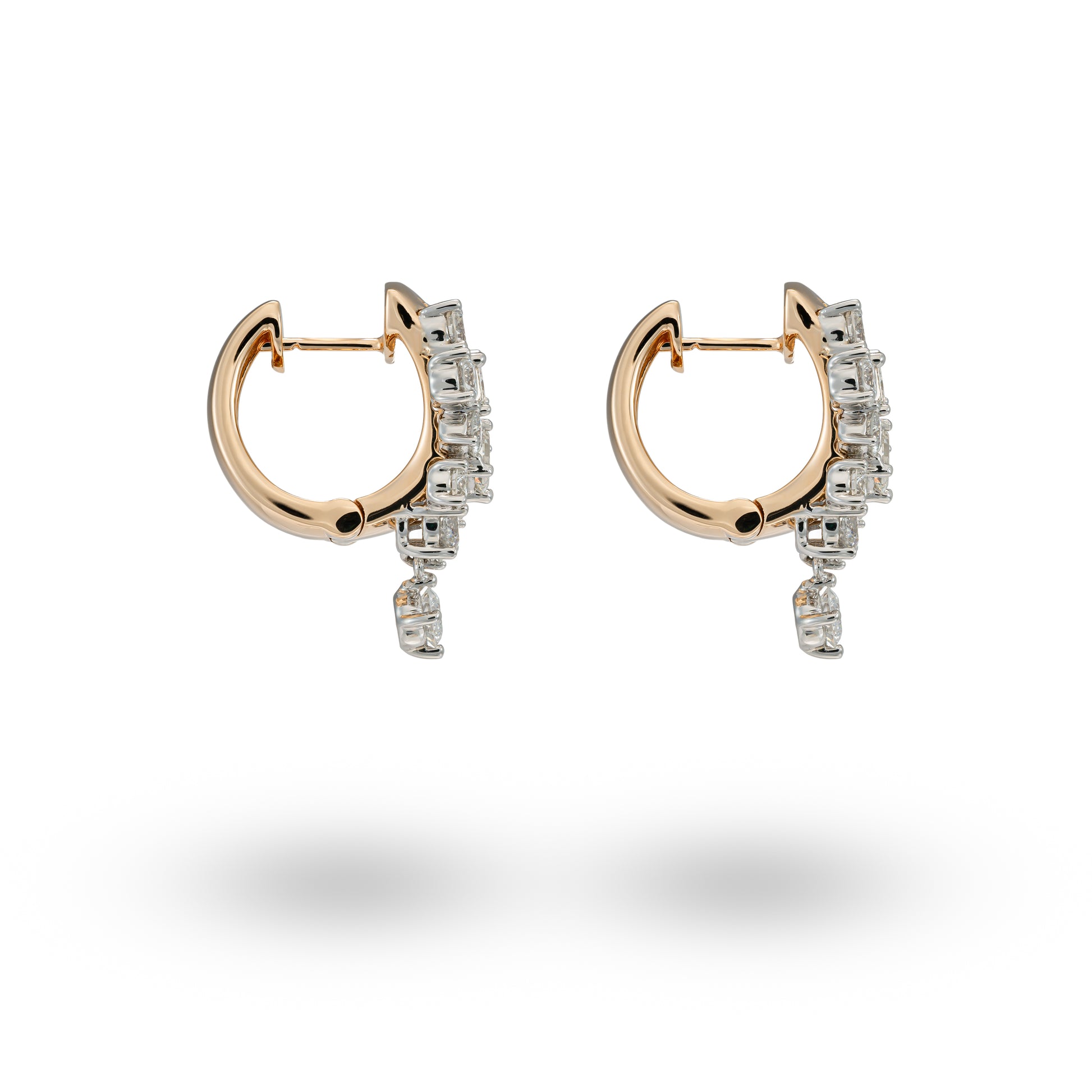 18K White & Rose Gold, Fancy Shape Diamond Earrings - K.S. Sze & Sons