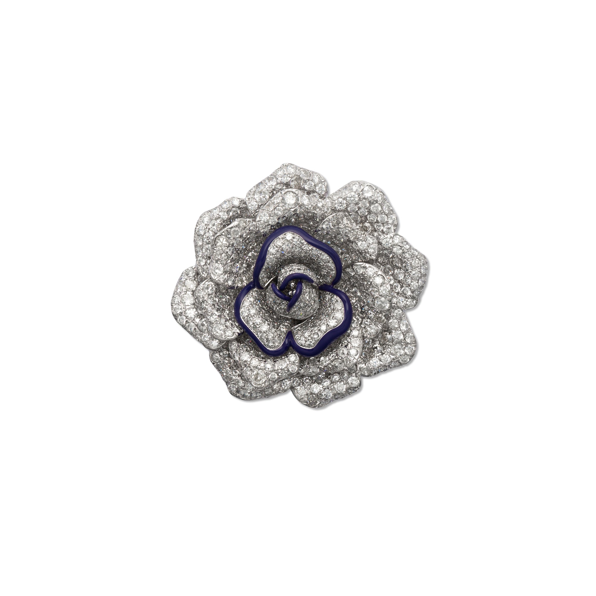 Transformational Diamond, Onyn & Enamel Rose Brooch/ Ring - K.S. Sze & Sons