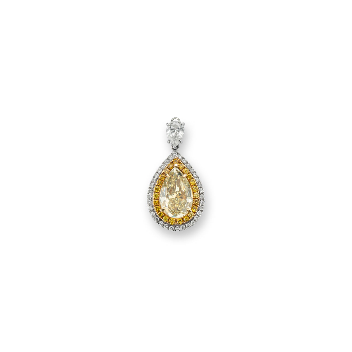 Pear-Shaped Fancy Yellow & White Diamond Pendant - K.S. Sze & Sons