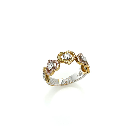 18K White, Pink & Yellow Diamond Ring - K.S. Sze & Sons