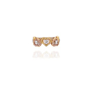 White, Pink & Yellow Diamond Ring