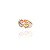 White, Pink & Yellow Diamond Ring