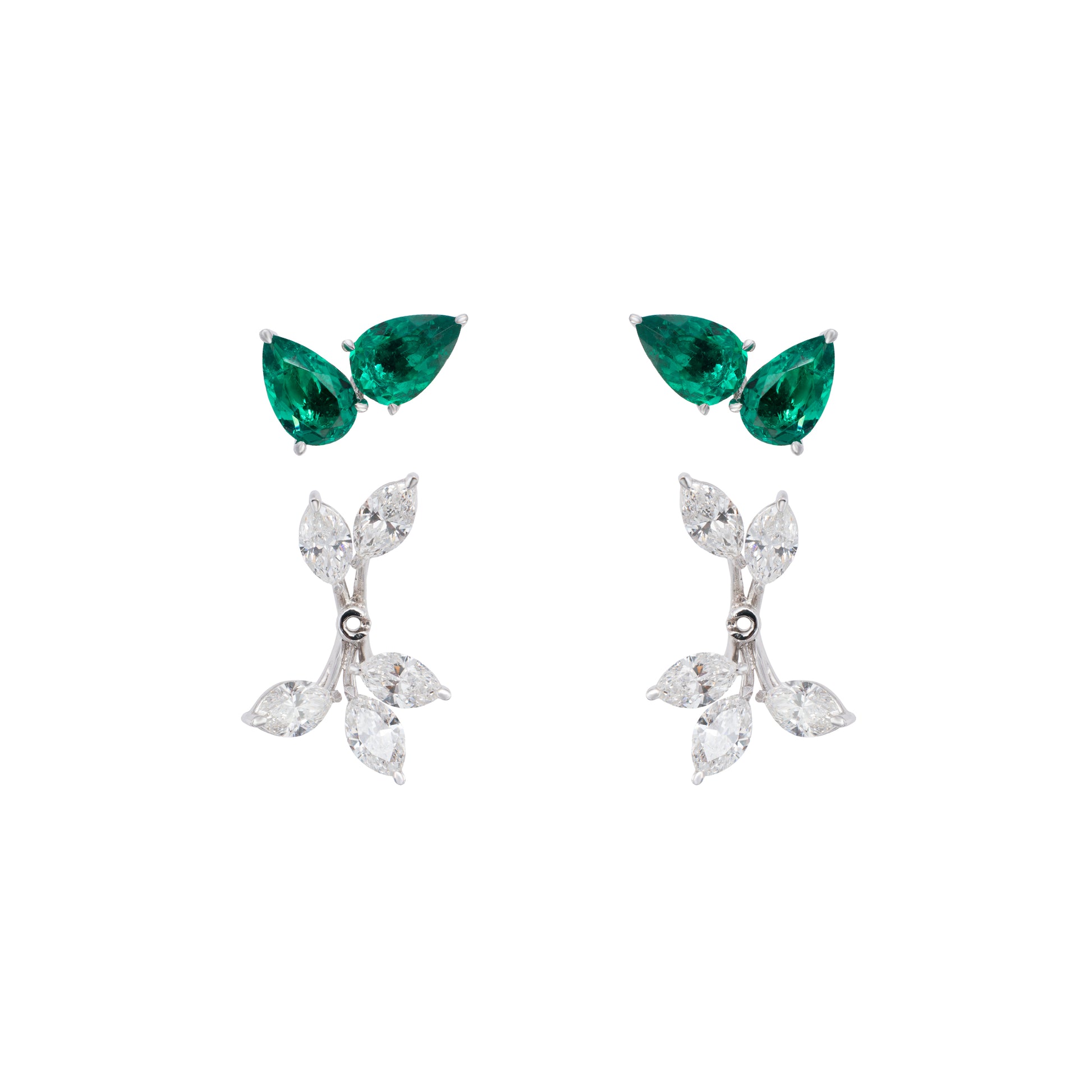 18K Diamond Emerald Earrings - K.S. Sze & Sons