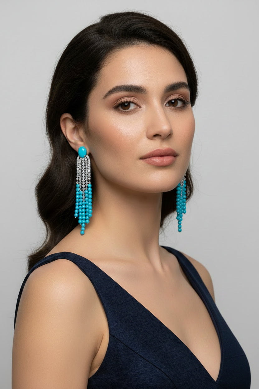 Turquoise & Diamond Earrings