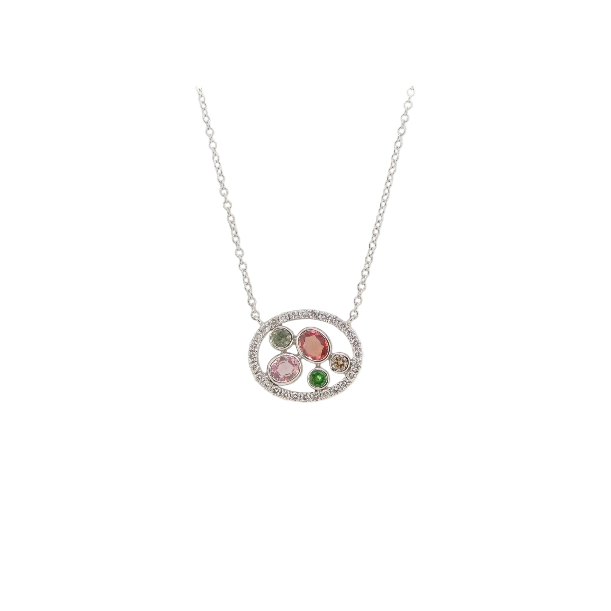 Multi-Color Sapphire Diamond Necklace
