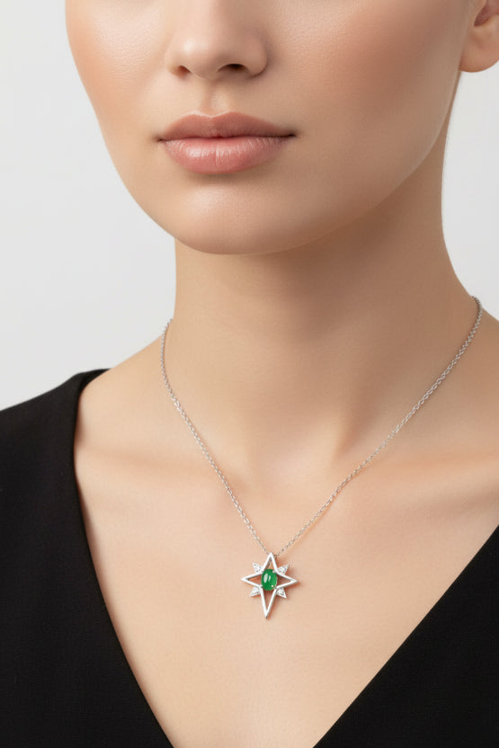 Jade Diamond Star Necklace