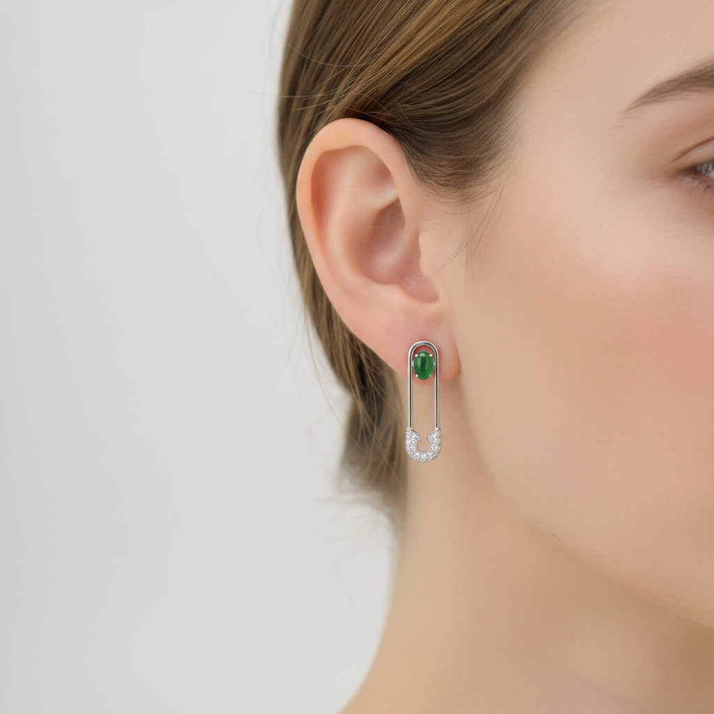Jade Diamond Pin Earrings