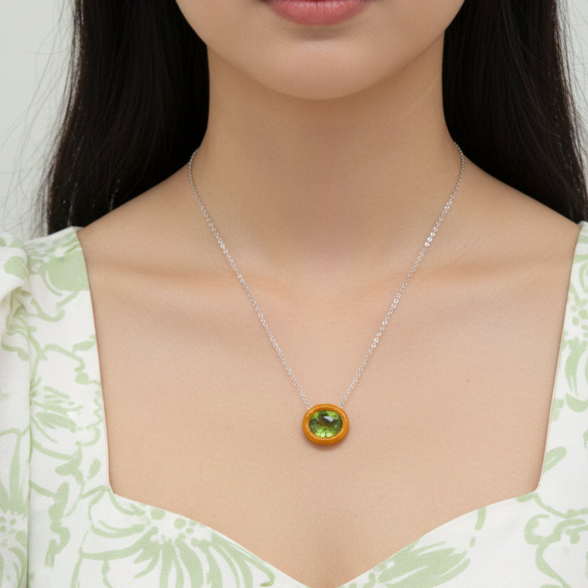 Tourmaline Enamel Necklace
