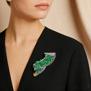 Verdant Garden Diamond & Jadeite Brooch in 18K White Gold - K.S. Sze & Sons