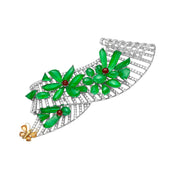 Verdant Garden Diamond & Jadeite Brooch in 18K White Gold - K.S. Sze & Sons