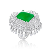 Imperial Jadeite & Diamond Chandelier Ring - K.S. Sze & Sons