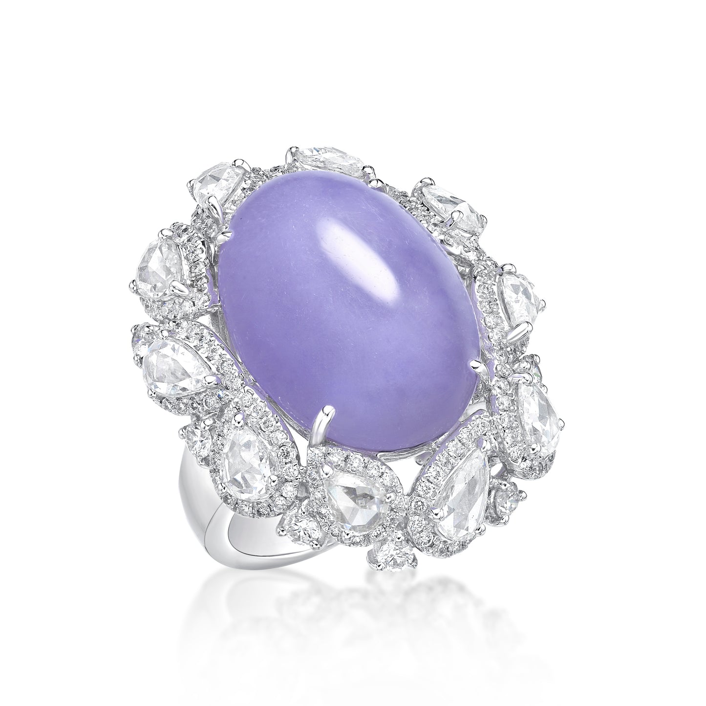 Lavender Jade & Diamond Ring - K.S. Sze & Sons