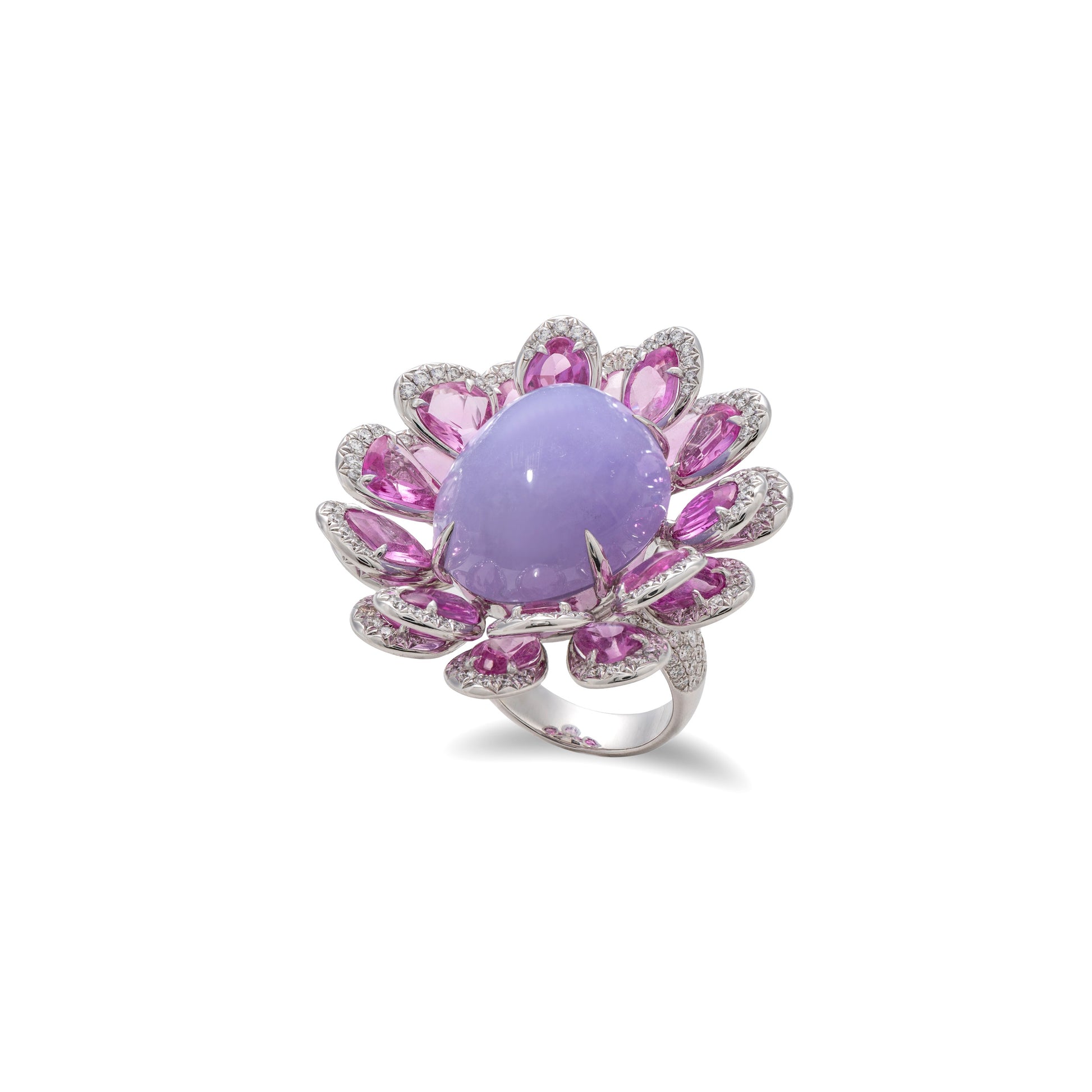 Lavender Jade, Pink Sapphire & Diamond Ring - K.S. Sze & Sons