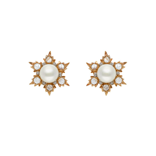 " GIANMARI A BUCCELLATI  "Japanese Cultured Pearl  & Diamond Earrings - K.S. Sze & Sons