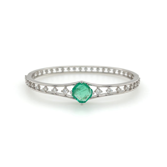 Emerald & Diamond Bangle - K.S. Sze & Sons