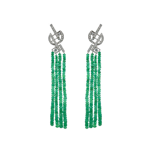 18K Emerald & Diamond Earrings - K.S. Sze & Sons