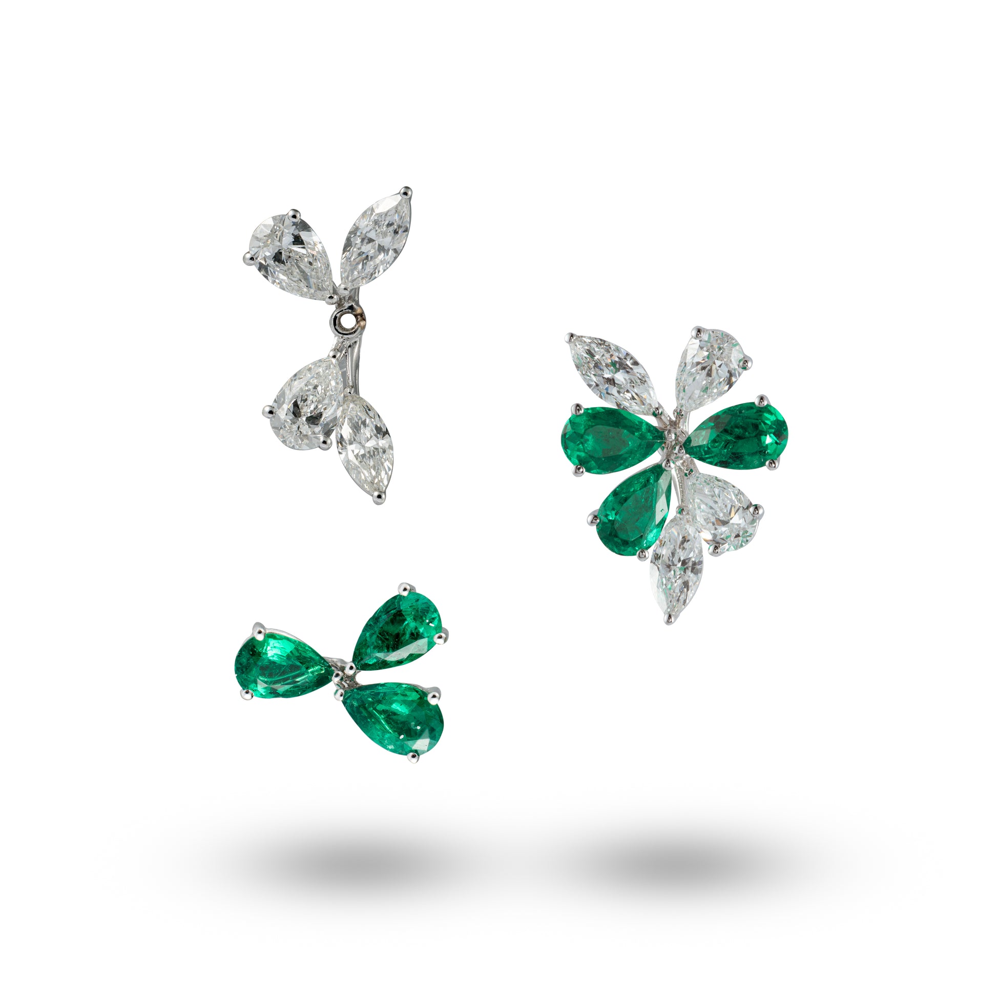 Transformational Diamond & Emerald Earrings - K.S. Sze & Sons