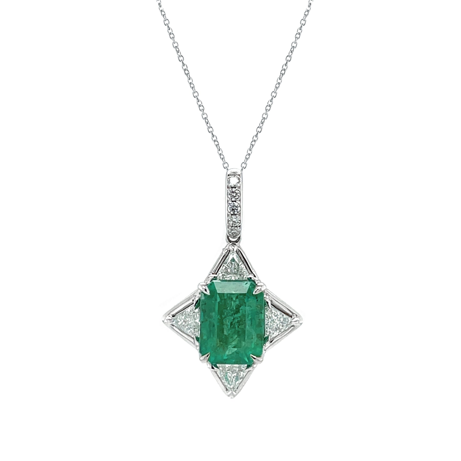 Emerald & Diamond Pendant - K.S. Sze & Sons