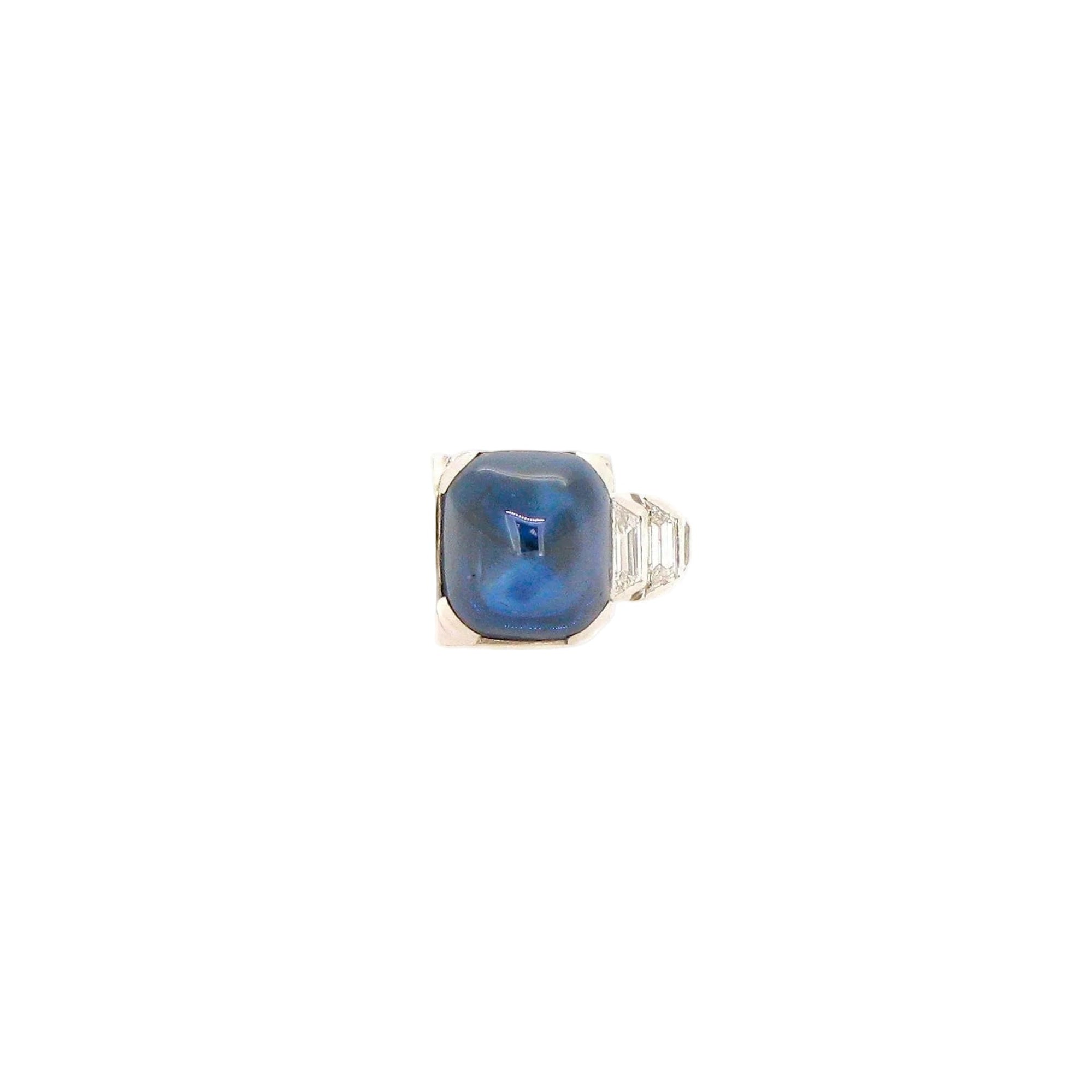 Unheated Cabochon Sapphire Ring - K.S. Sze & Sons