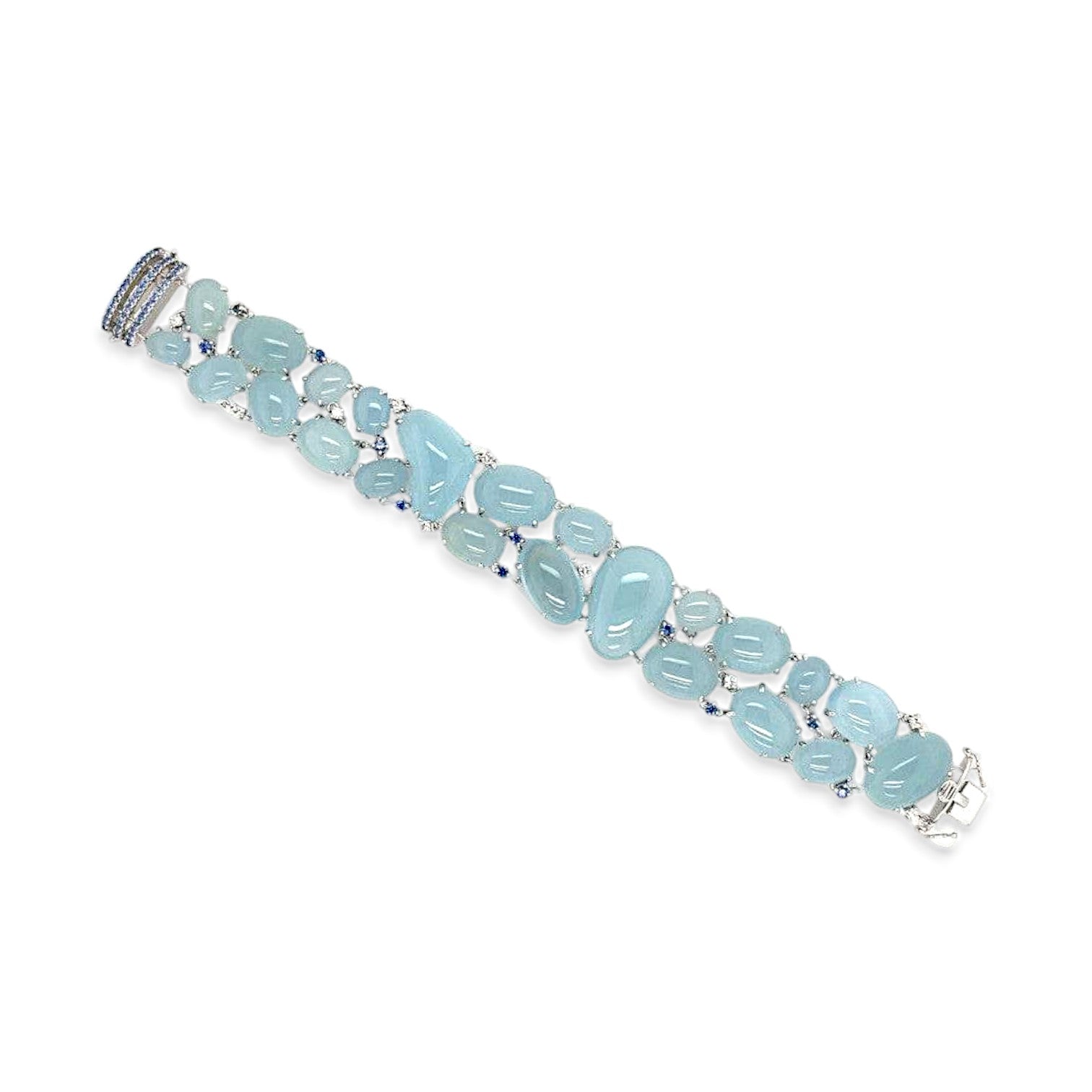 Aquamarine, Diamond & Sapphire Bracelet