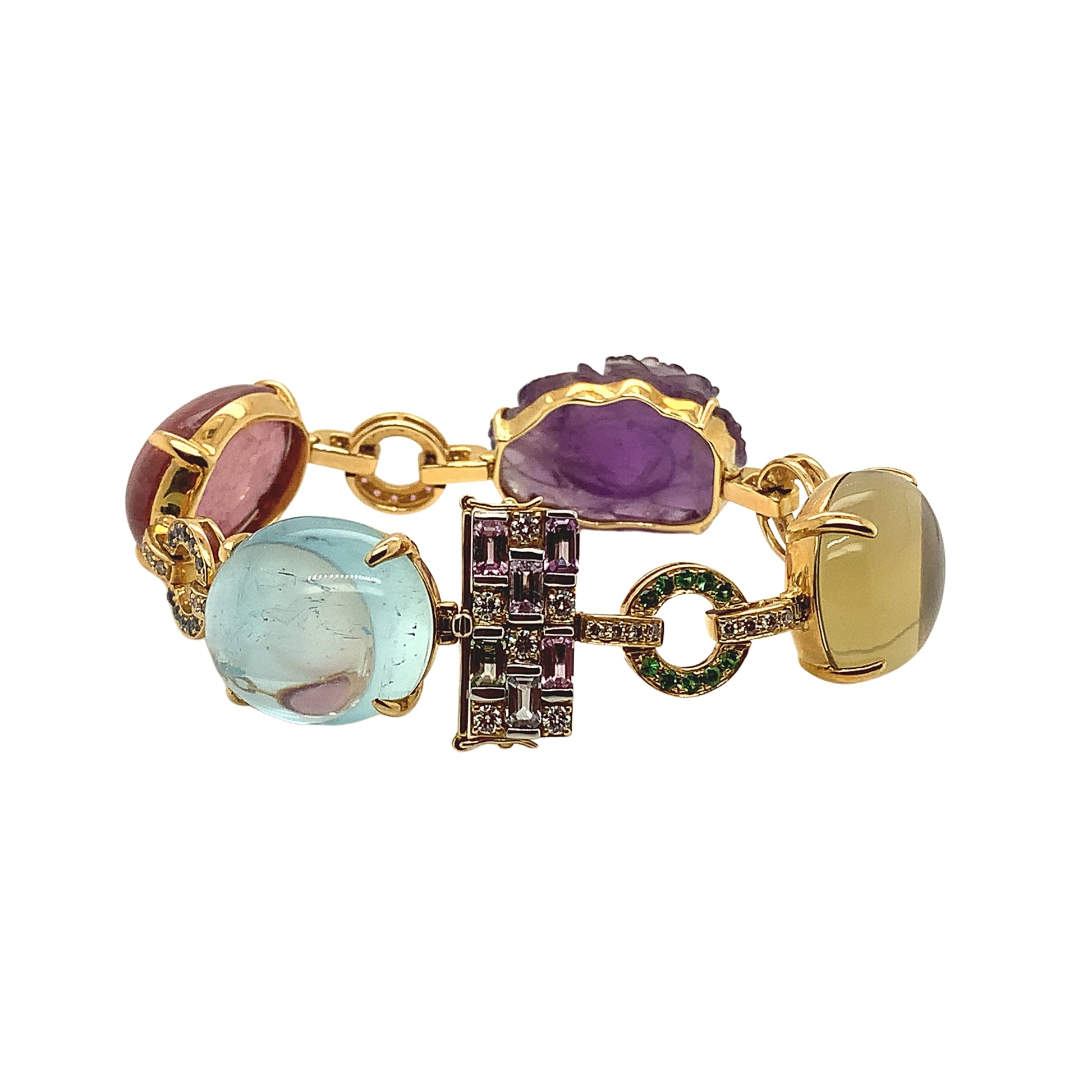 18K Color Stone & Diamond Bracelet - K.S. Sze & Sons