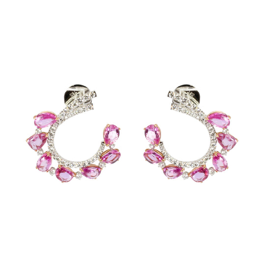 Pink Sapphire & Diamond Earrings - K.S. Sze & Sons