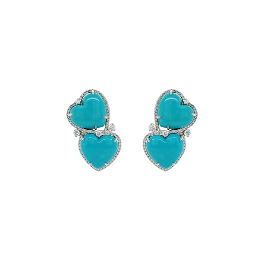 18K Turquoise & Diamond Earrings - K.S. Sze & Sons