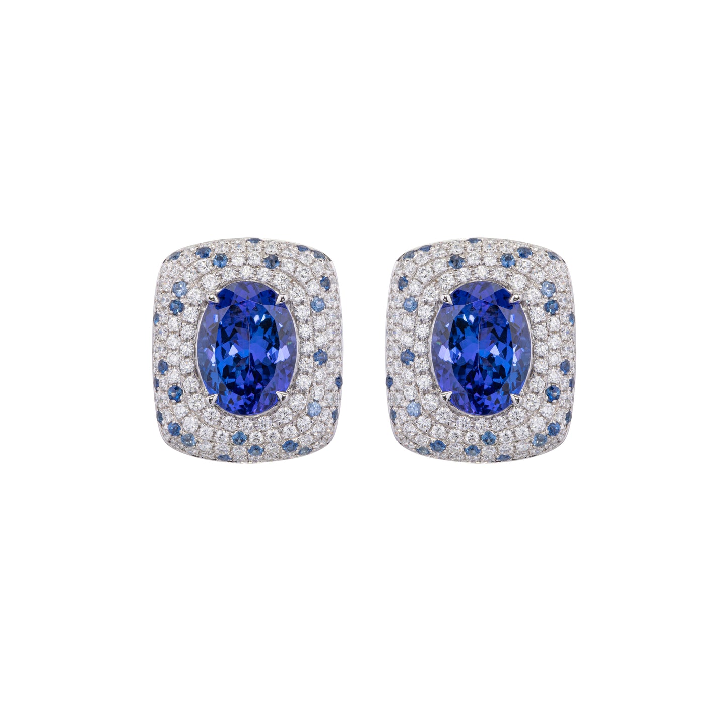 18K Tanzanite, Sapphire & Diamond Earrings - K.S. Sze & Sons