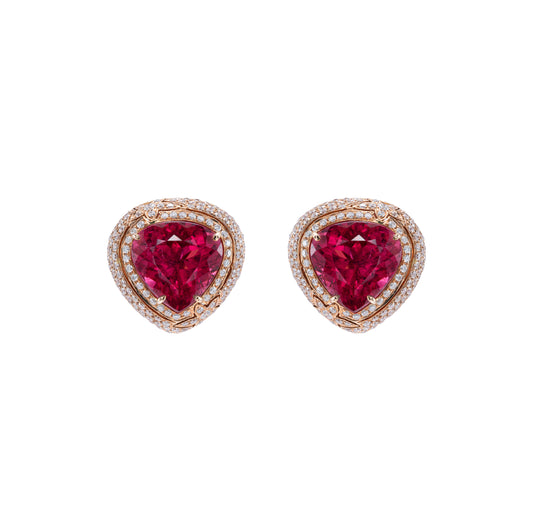 Rubellite & Diamond Clips Earrings - K.S. Sze & Sons