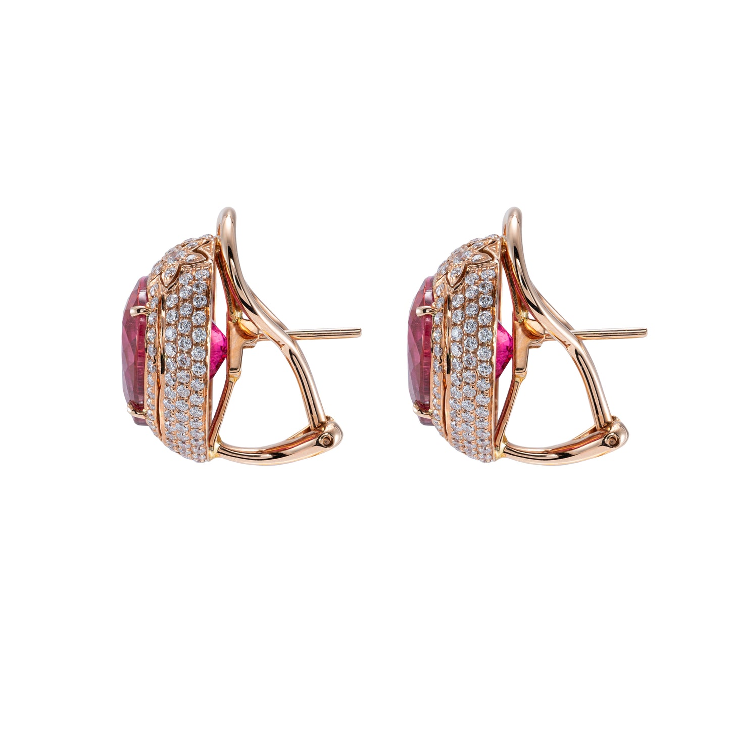 Rubellite & Diamond Clips Earrings - K.S. Sze & Sons