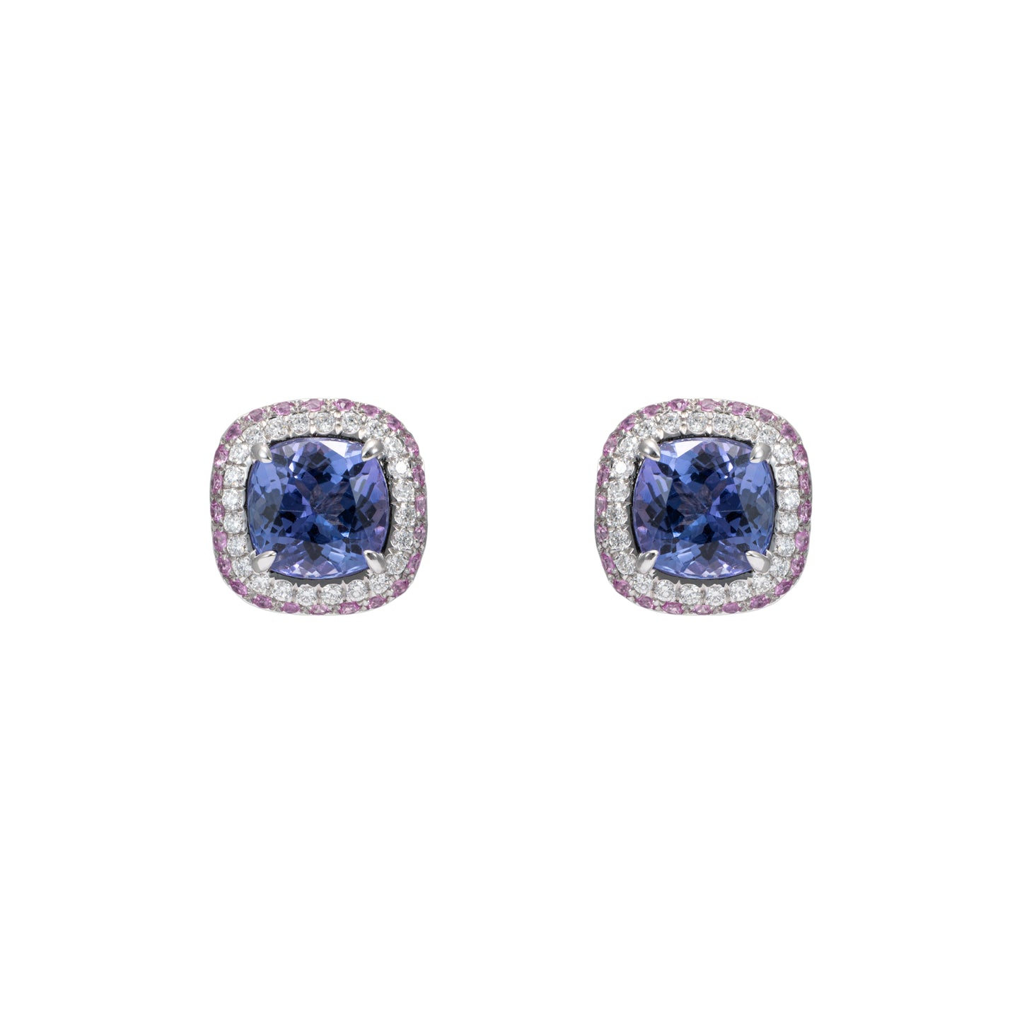 Tanzanite, Pink Sapphire & Diamond Earrings - K.S. Sze & Sons