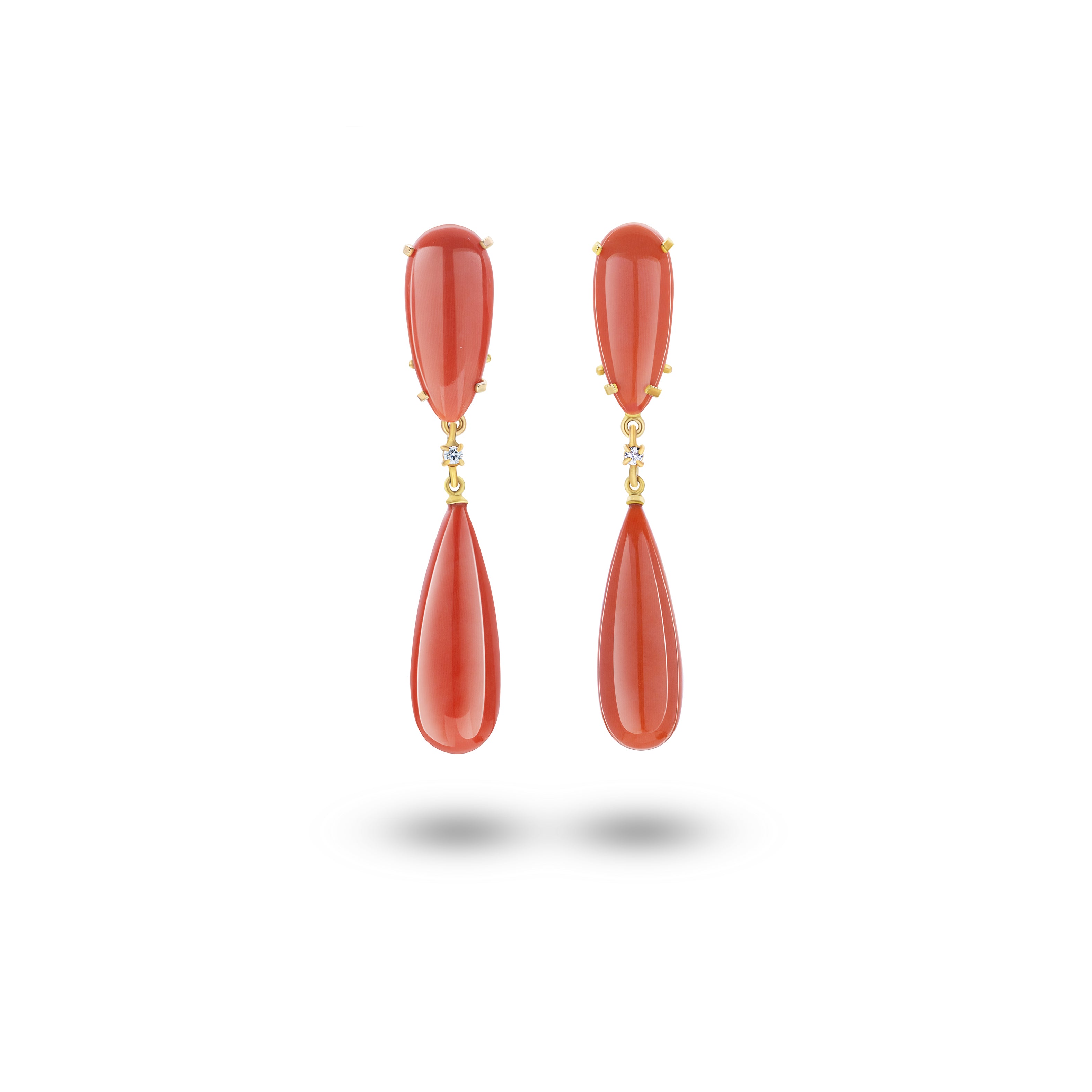 Coral & Diamond Earrings - K.S. Sze & Sons