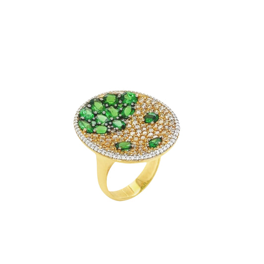 18K Green Garnet & Diamond Ring - K.S. Sze & Sons