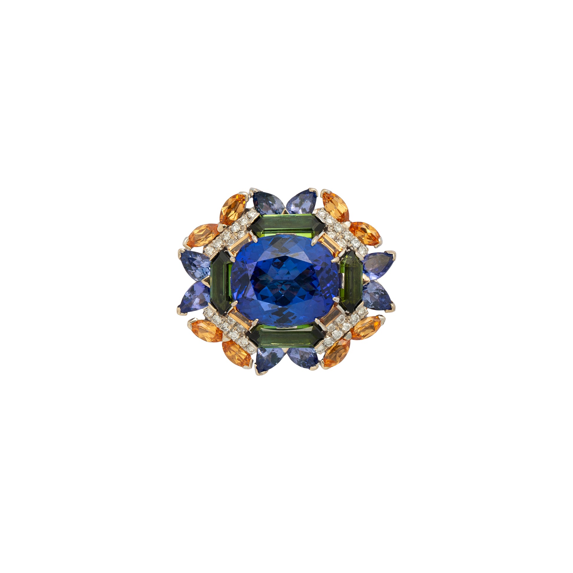Cushion-Shaped Tanzanite & Diamond Ring / Brooch / Pendant ( CAG Certificate ) - K.S. Sze & Sons