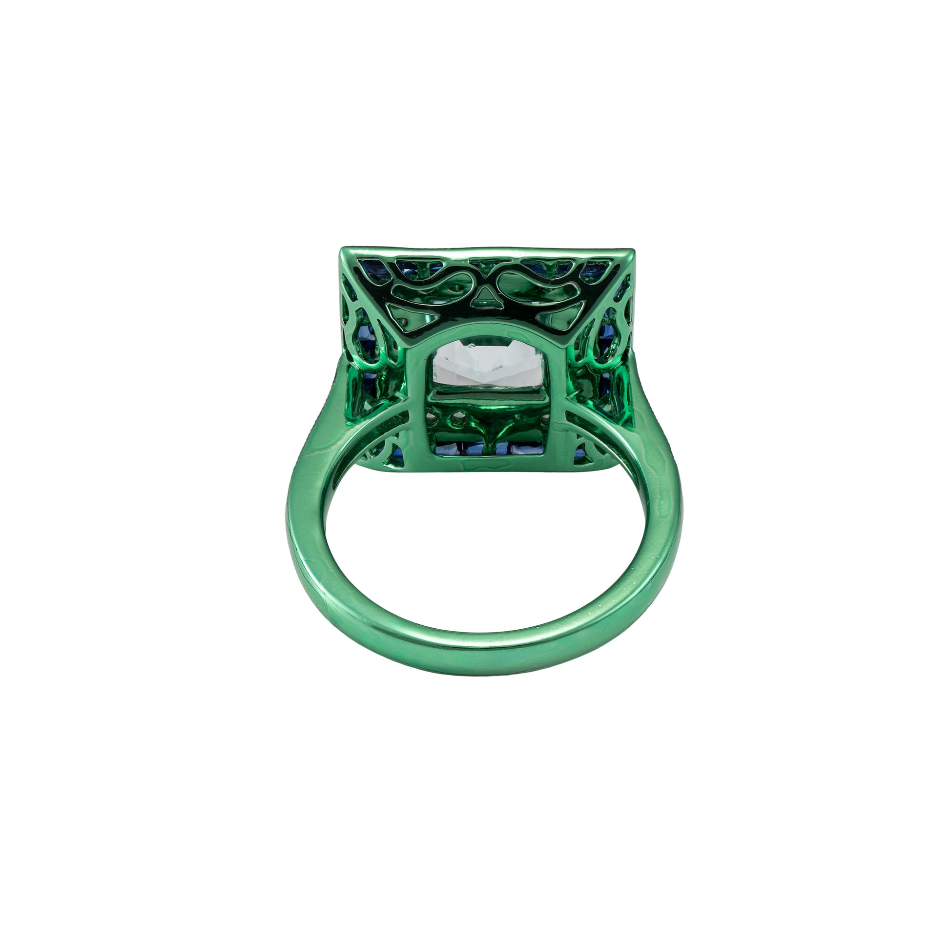 18K Aquamarine, Sapphire & Diamond Ring - K.S. Sze & Sons