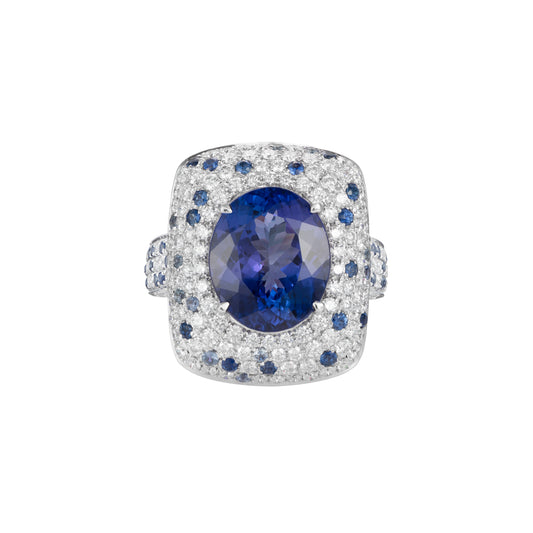 18K Tanzanite, Sapphire & Diamond Ring - K.S. Sze & Sons