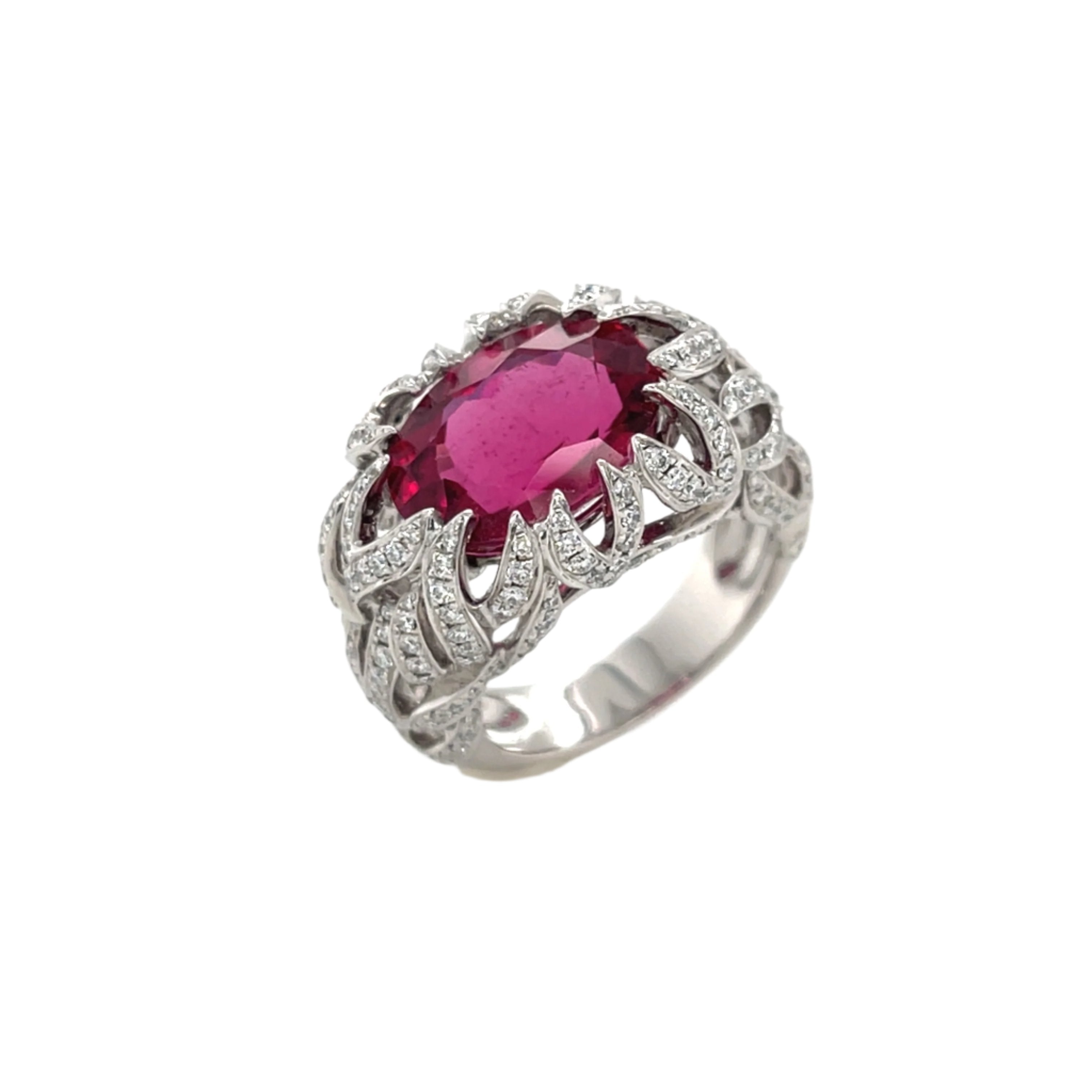 Rubellite & Diamond Ring