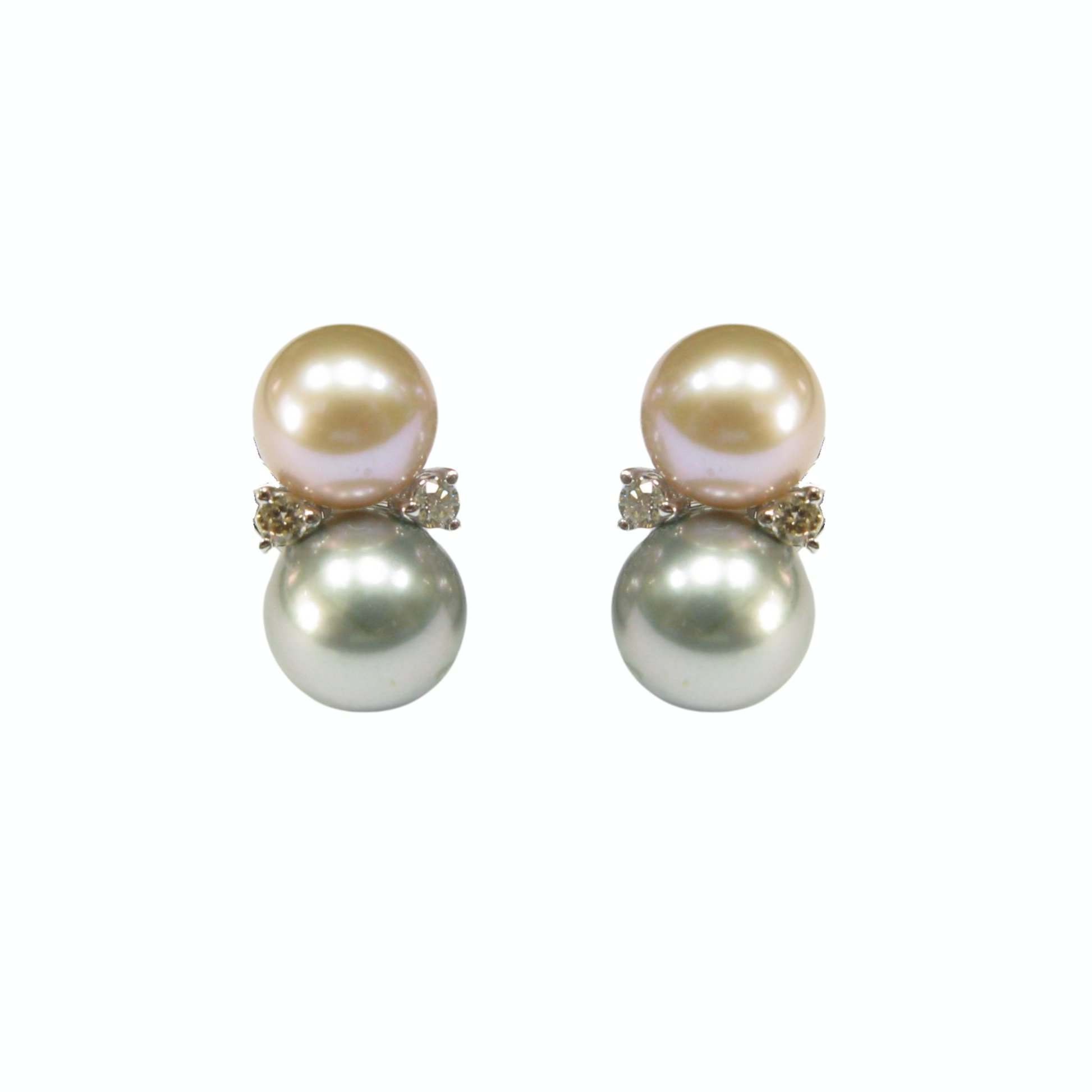 South Sea Pearl, Freshwater Pearl & Diamond Earrings - K.S. Sze & Sons