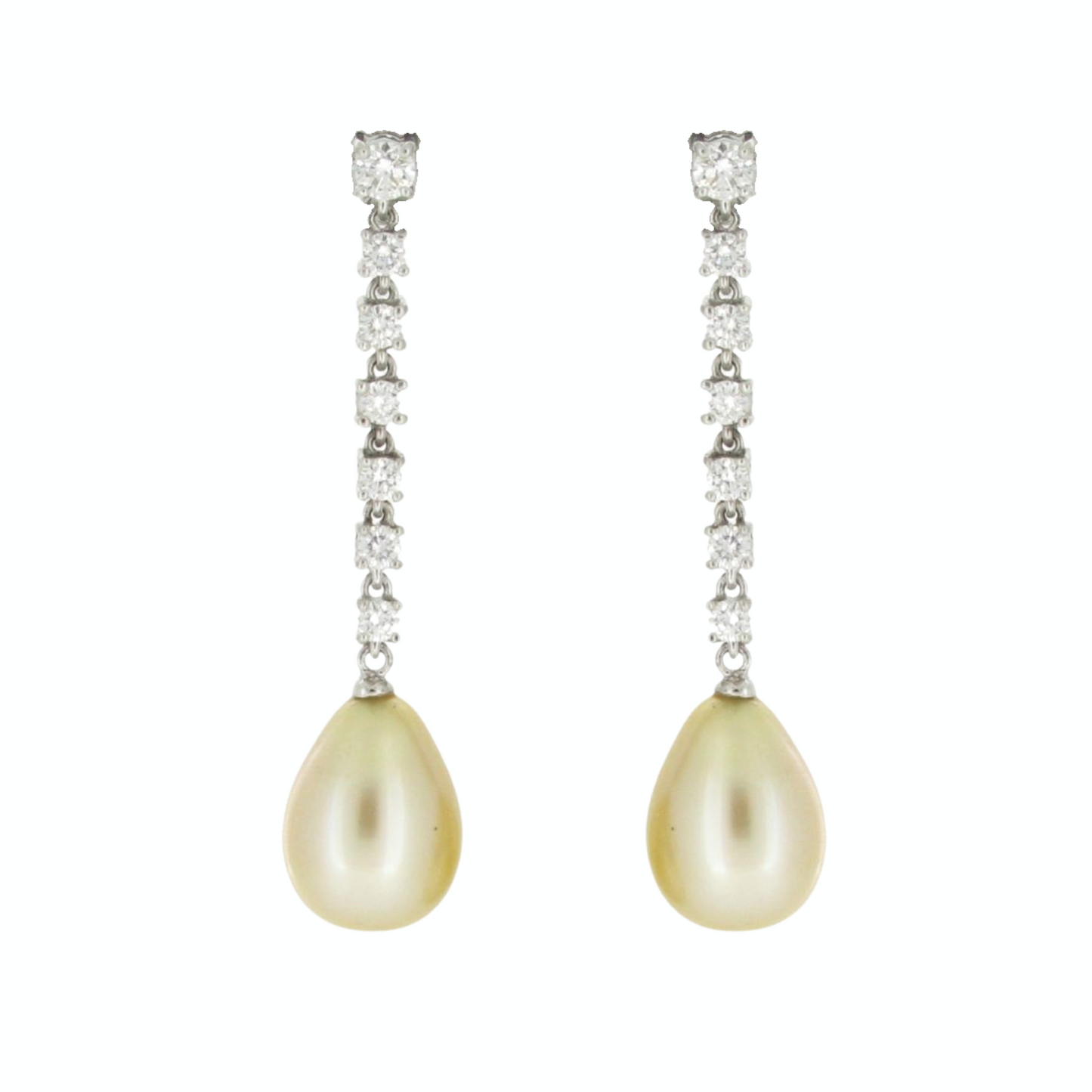 Golden South Sea Pearl & Diamond Earrings - K.S. Sze & Sons