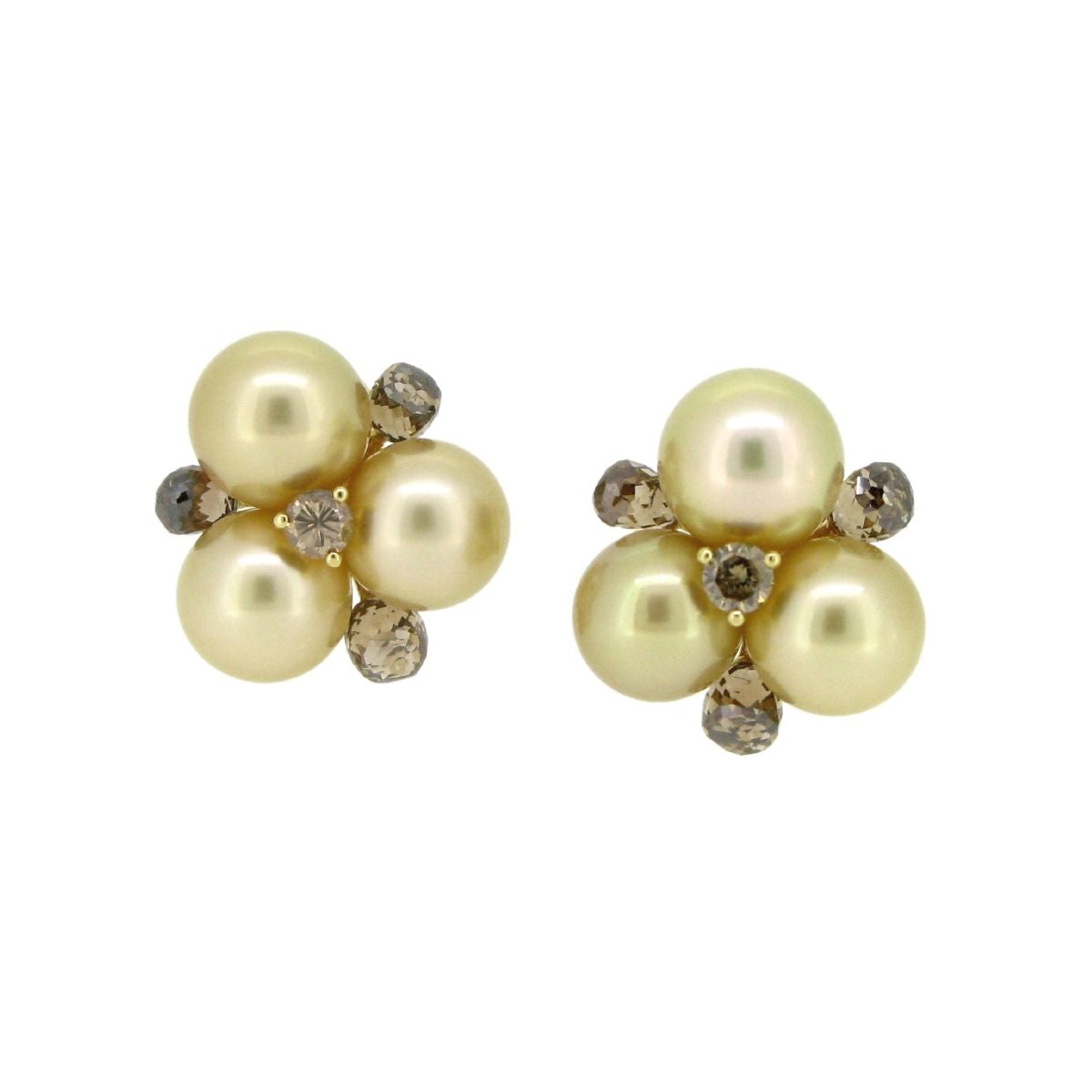 Golden South Sea Pearl & Diamond Earring - K.S. Sze & Sons