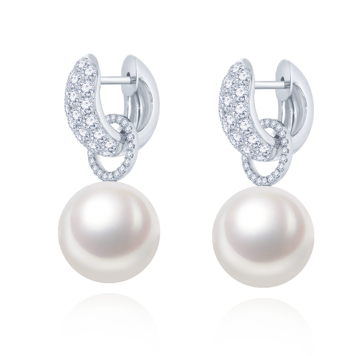 18K Diamond South Sea Pearl Earrings - K.S. Sze & Sons