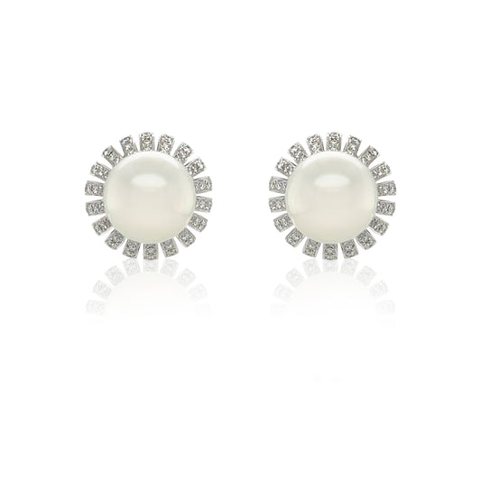 South Sea Pearl & Diamond Earrings - K.S. Sze & Sons